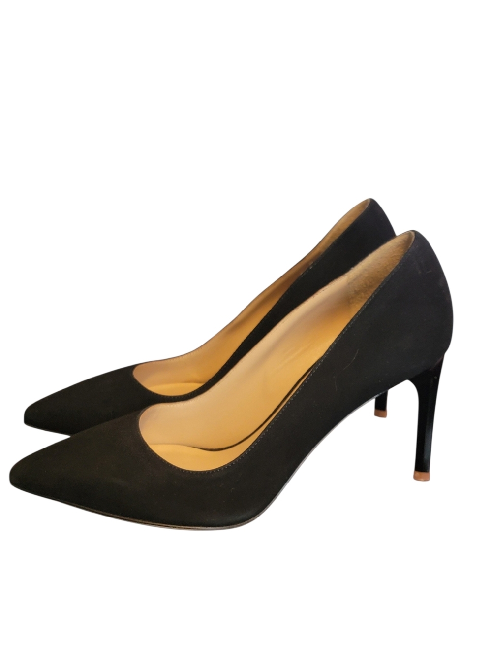 DIANE VON FURSTENBERG Black Suede Pointed Heels Shoes 6M - Picture 3 of 8